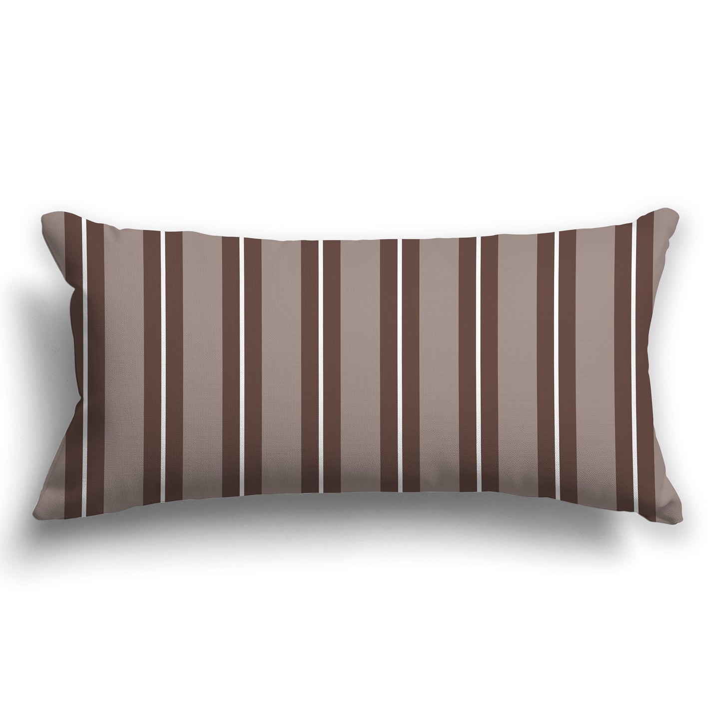 Medium Brown Throw Pillow with Brown and White/Beige-white Multistripe Pattern on Front, CAPC-1161-071