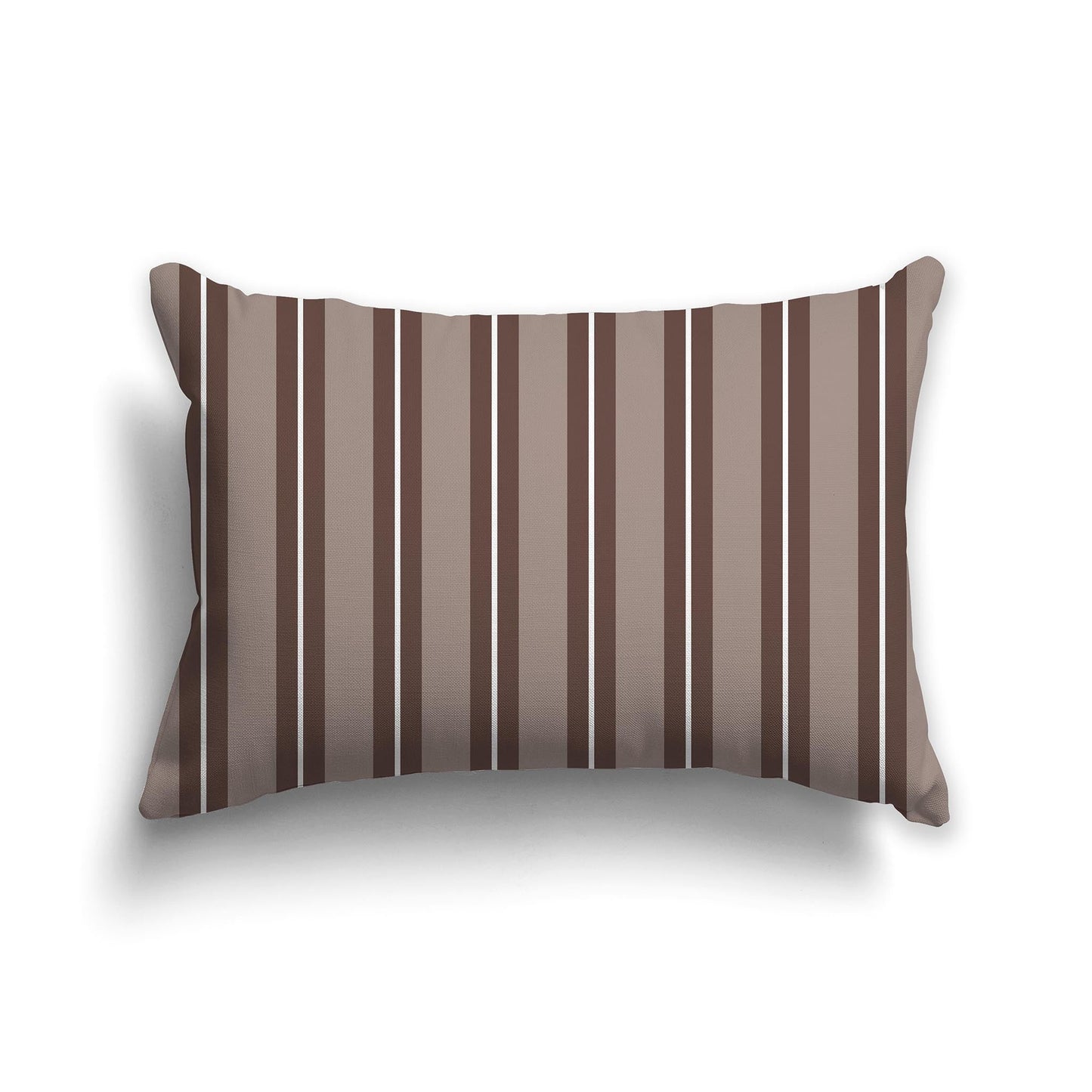 Medium Brown Throw Pillow with Brown and White/Beige-white Multistripe Pattern on Front, CAPC-1161-071