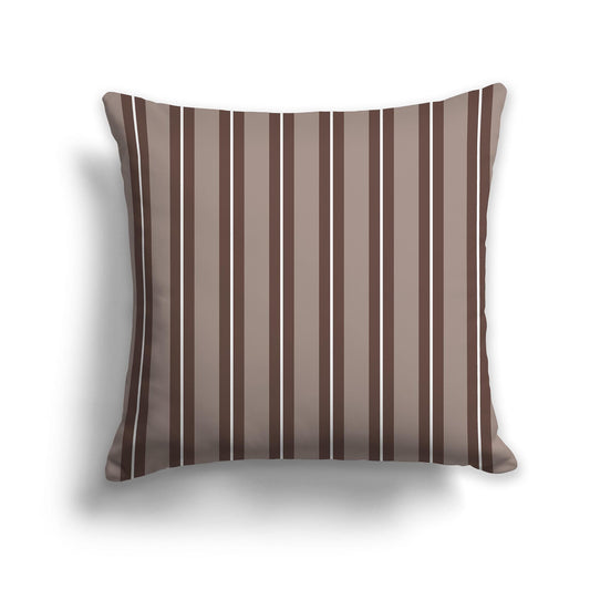 Medium Brown Throw Pillow with Brown and White/Beige-white Multistripe Pattern on Front, CAPC-1161-071
