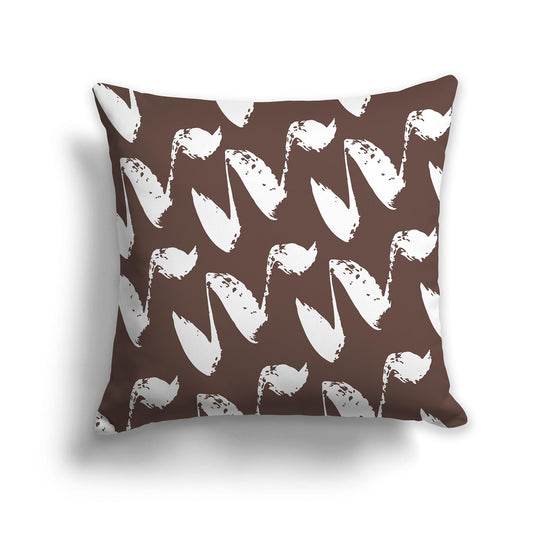Brown Throw Pillow with White/Beige-white Squiggle Pattern on Both Sides, CAPC-1161-081