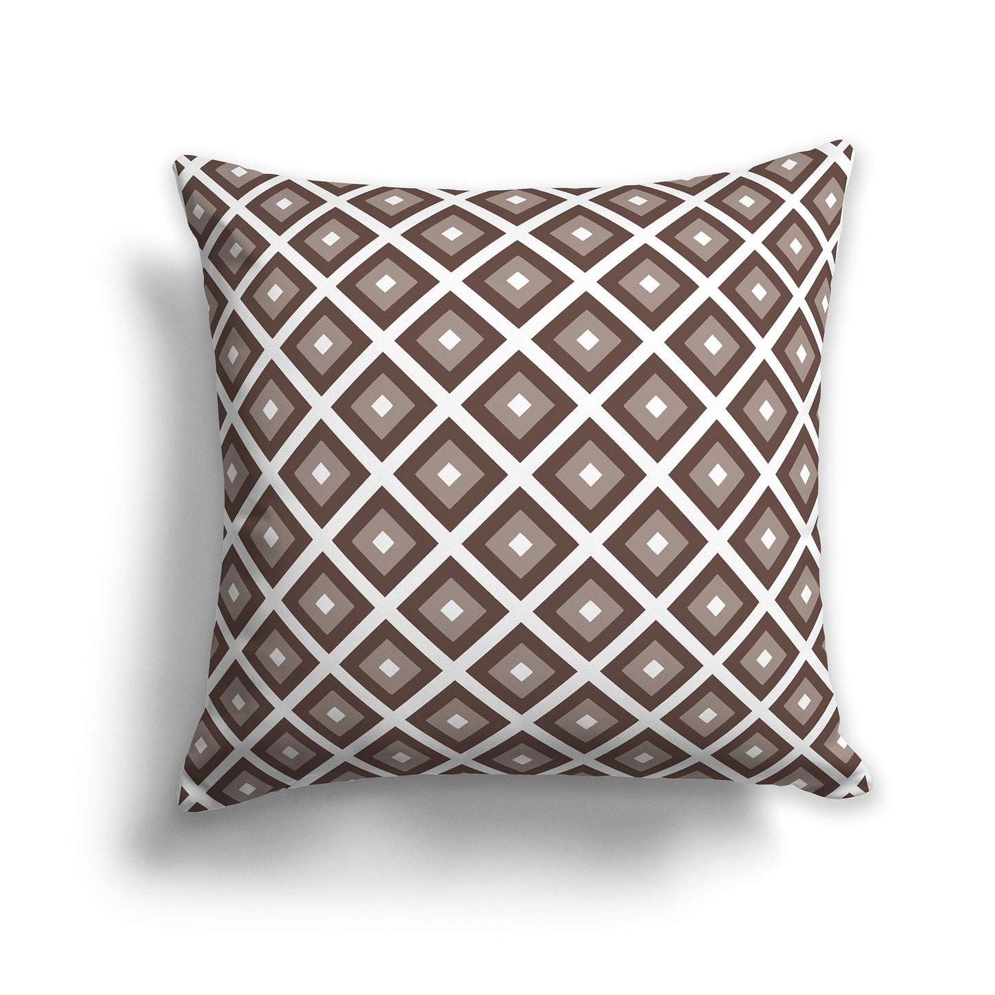 Throw Pillow with Radiating Two-tone Brown and White/Beige-white Squares on Both Sides, CAPC-1161-121
