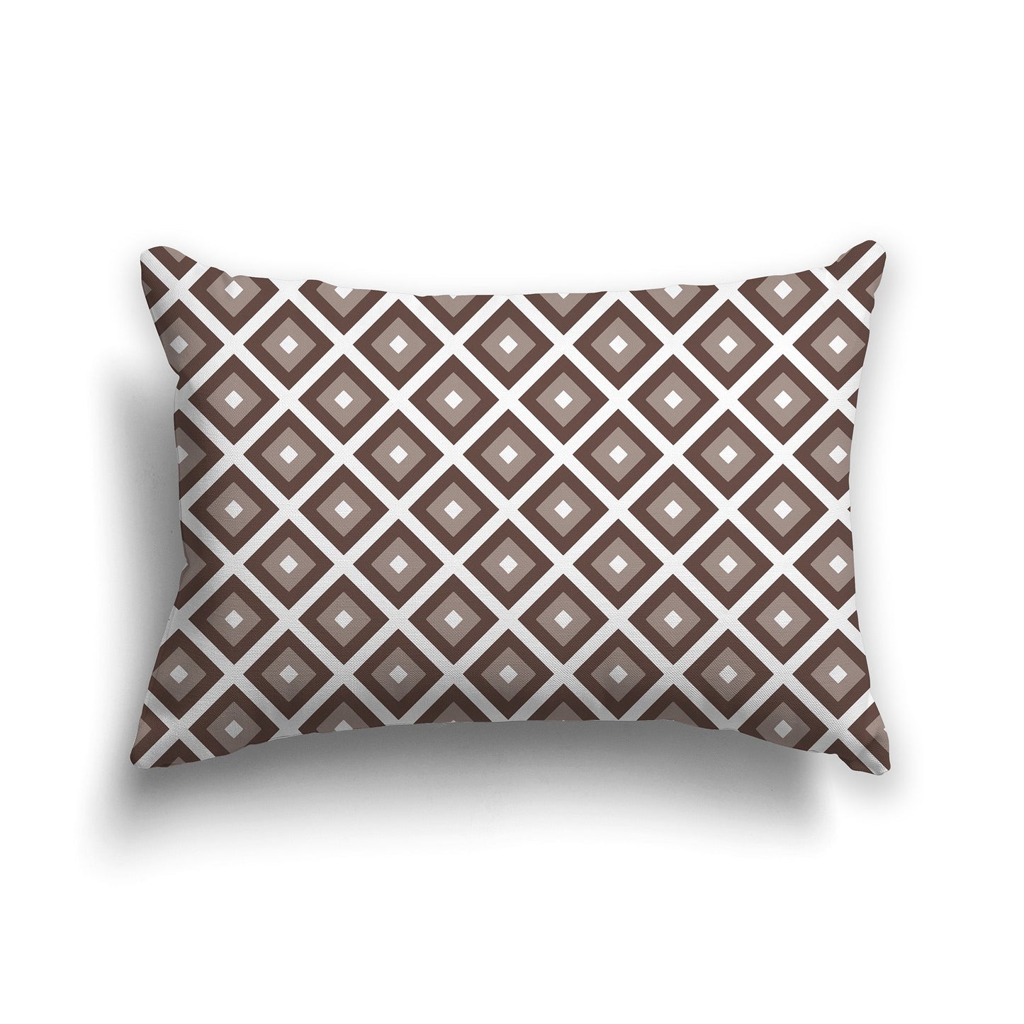 Throw Pillow with Radiating Two-tone Brown and White/Beige-white Squares on Both Sides, CAPC-1161-121