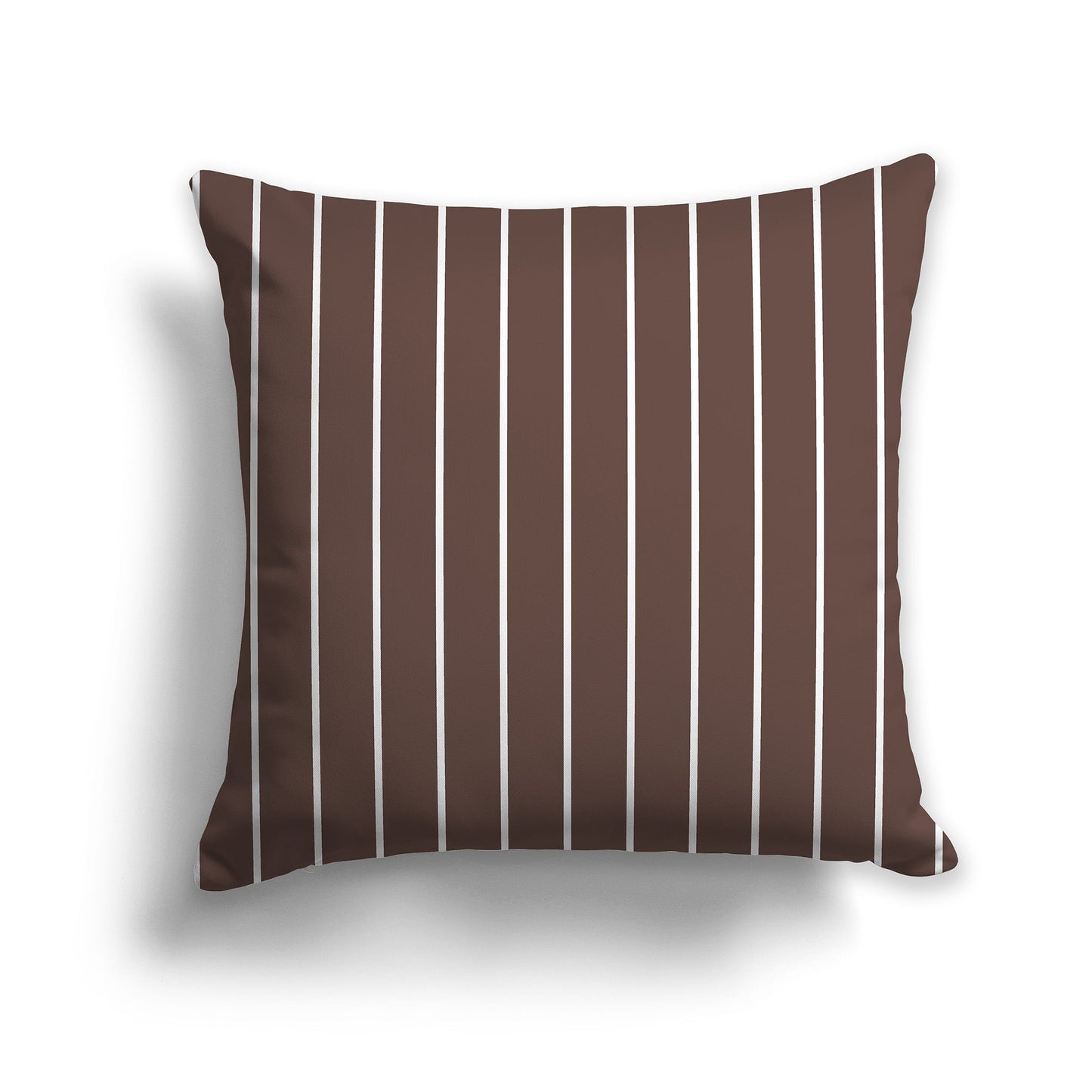 Brown Throw Pillow with Fine Vertical White/Beige-white Stripes on Front, CAPC-1161-151