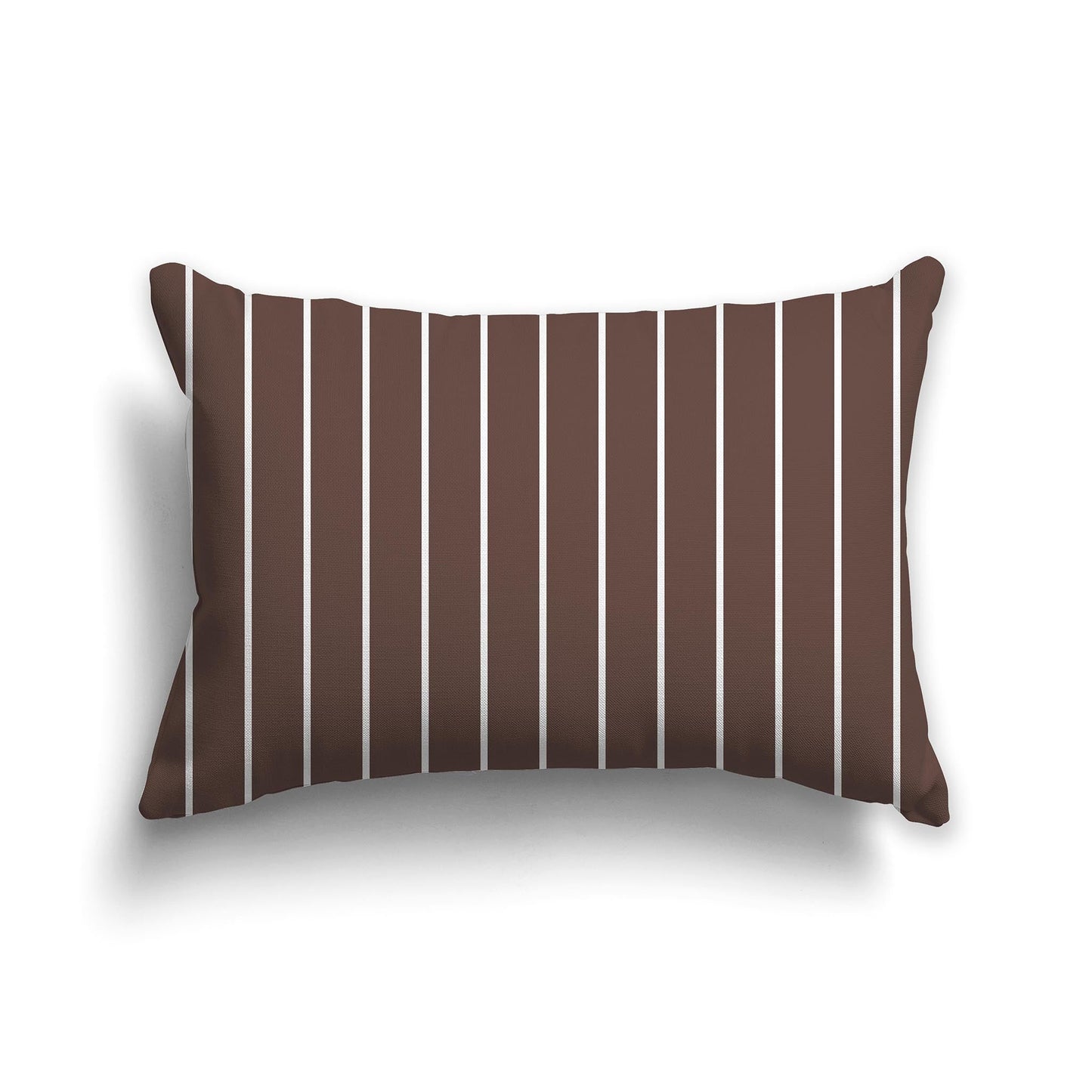 Brown Throw Pillow with Fine Vertical White/Beige-white Stripes on Front, CAPC-1161-151