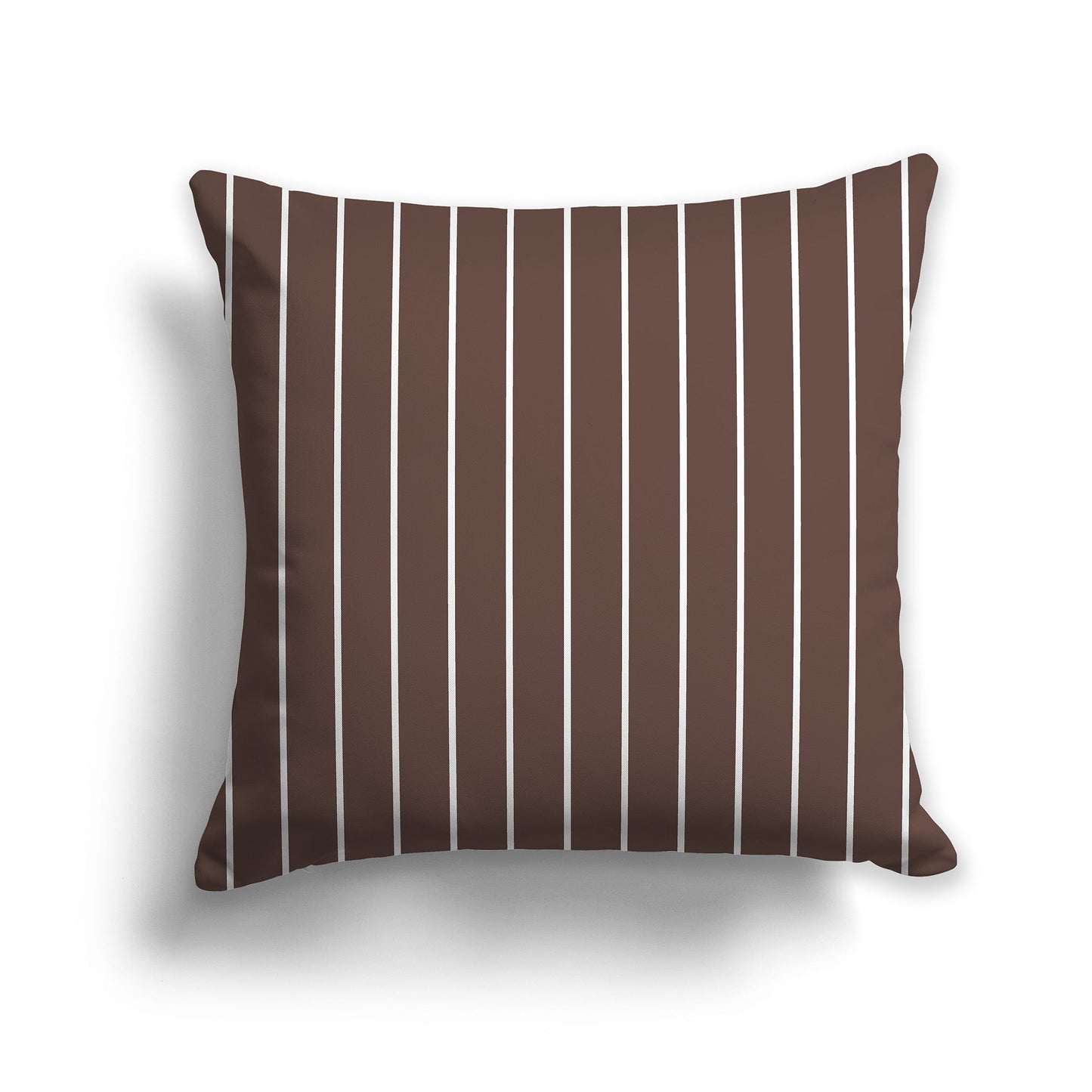 Brown Throw Pillow with Fine Vertical White/Beige-white Stripes on Front, CAPC-1161-151