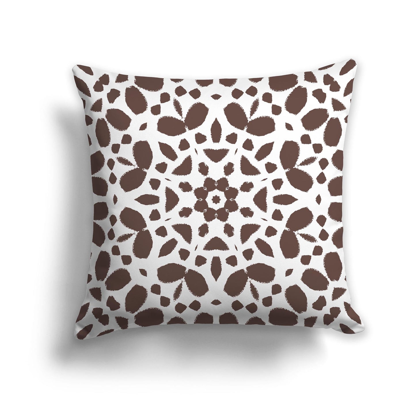 Brown Throw Pillow with White/Beige-white Circular Graphic on Both Sides, CAPC-1161-181
