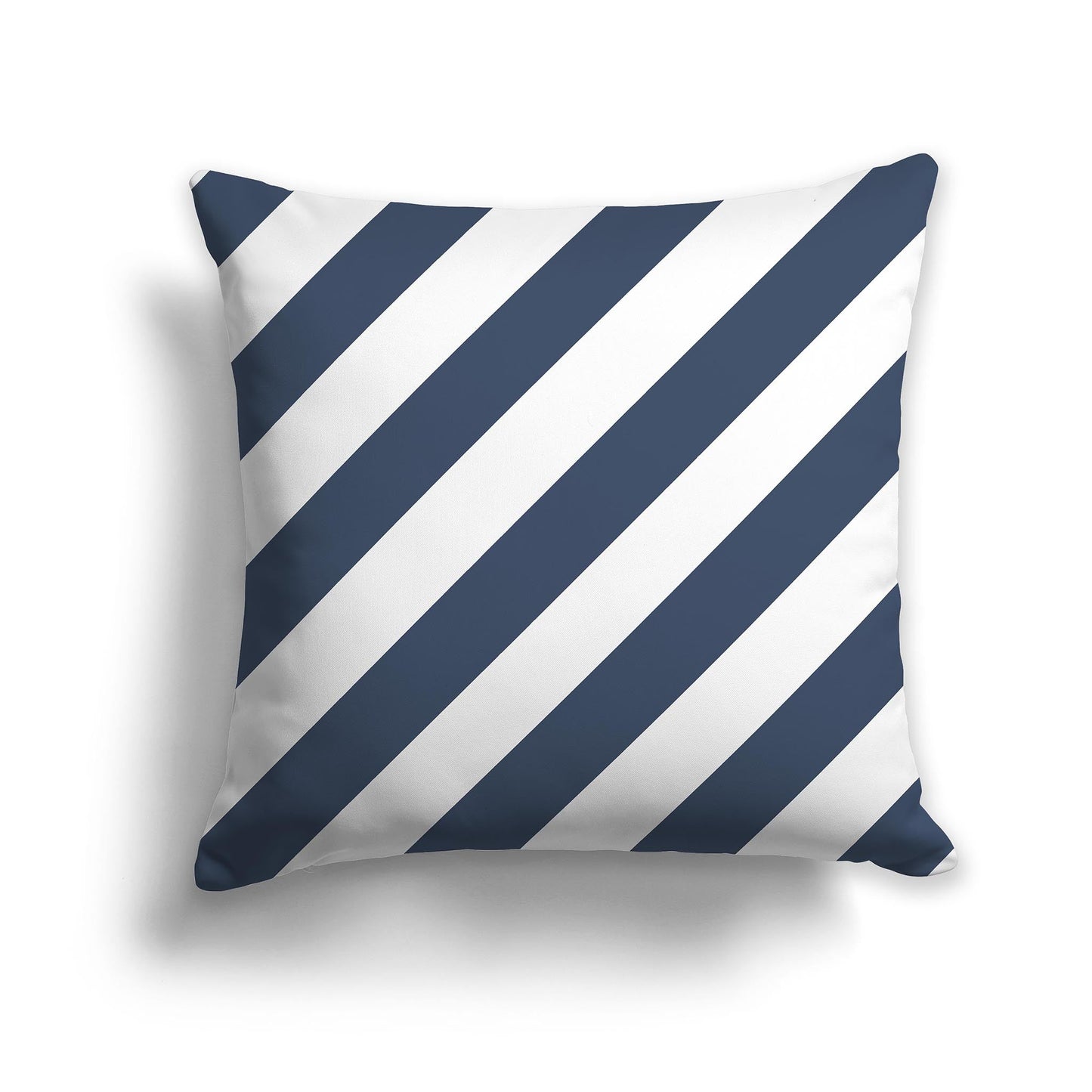 Throw Pillow with Diagonal Blue and White/Beige-white Bars on Both Sides, CAPC-1162-031