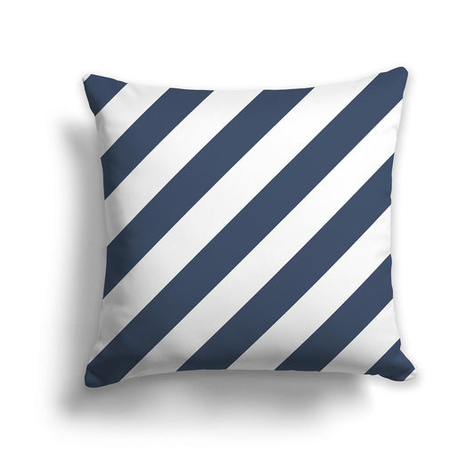 Throw Pillow with Diagonal Blue and White/Beige-white Bars on Both Sides, CAPC-1162-031