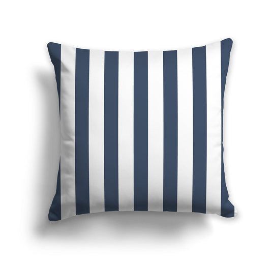 White/Beige-white Throw Pillow with Blue Vertical Bars on Front, CAPC-1162-051