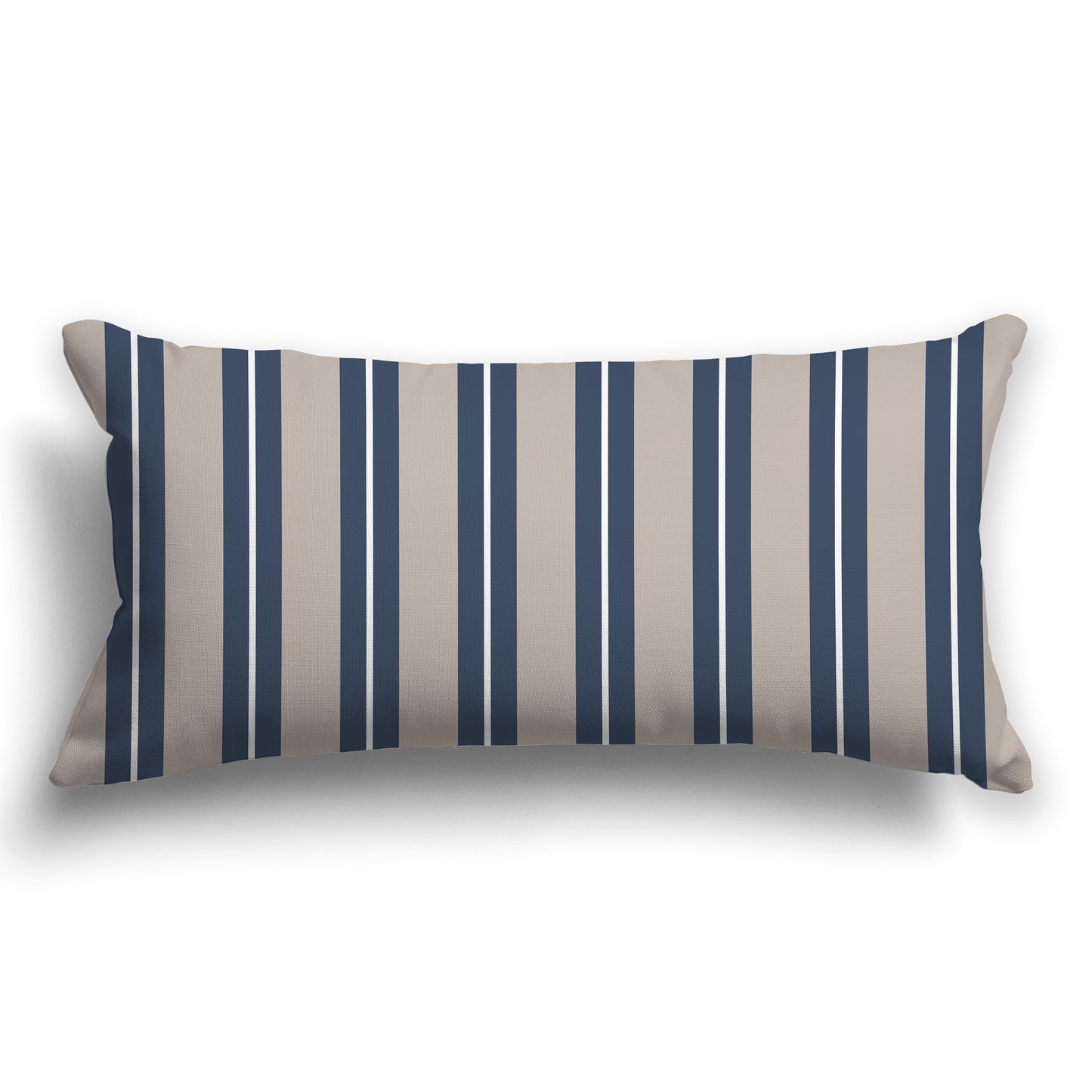 Taupe Throw Pillow with Blue and White/Beige-white Multistripe Pattern on Front, CAPC-1162-071