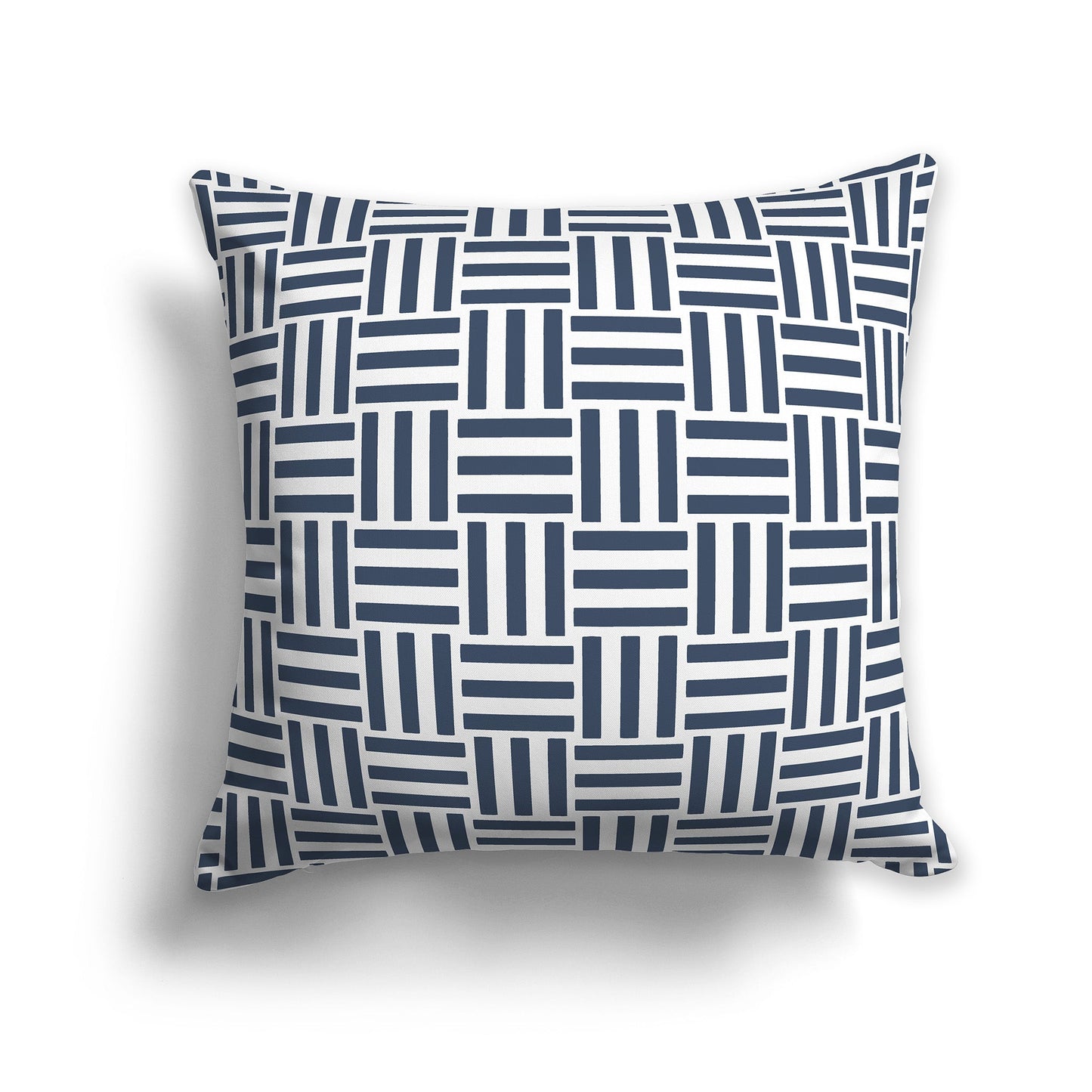 Throw Pillow with Blue and White/Beige-white Basket Weave Pattern on Both Sides, CAPC-1162-141
