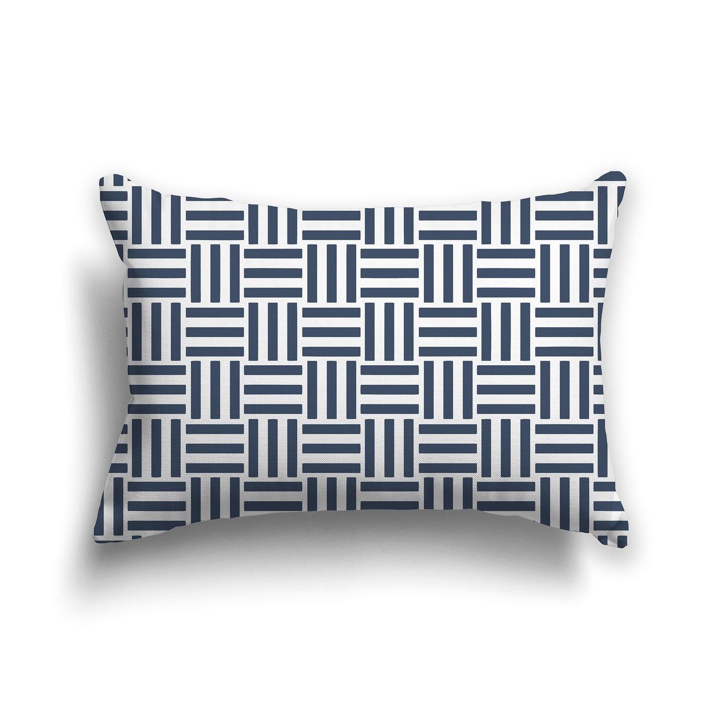 Throw Pillow with Blue and White/Beige-white Basket Weave Pattern on Both Sides, CAPC-1162-141
