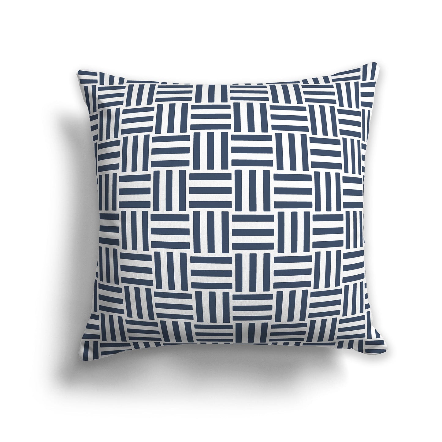 Throw Pillow with Blue and White/Beige-white Basket Weave Pattern on Both Sides, CAPC-1162-141