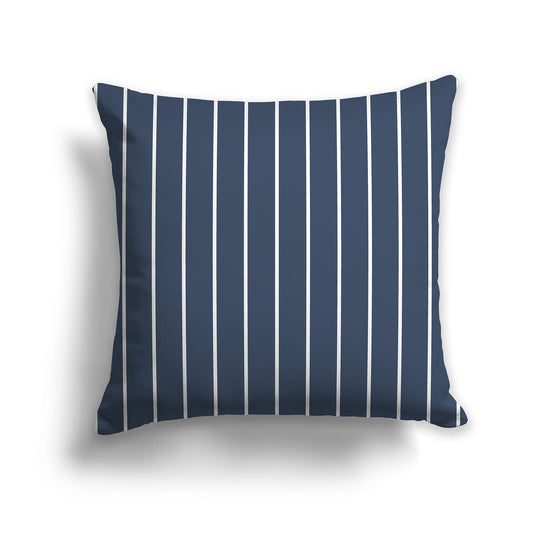 Blue Throw Pillow with Fine White/Beige-white Vertical Stripes on Front, CAPC-1162-152