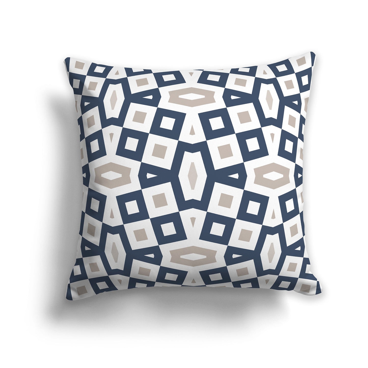 Throw Pillow with Blue, Taupe and White/Beige-white Geometric Pattern on Both Sides, CAPC-1162-172