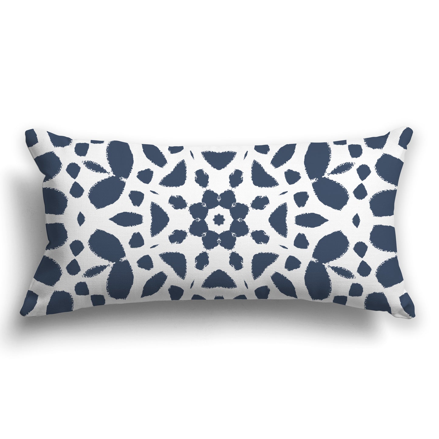 White/Beige-white Throw Pillow with Blue Circular Graphic on Both Sides, CAPC-1162-182