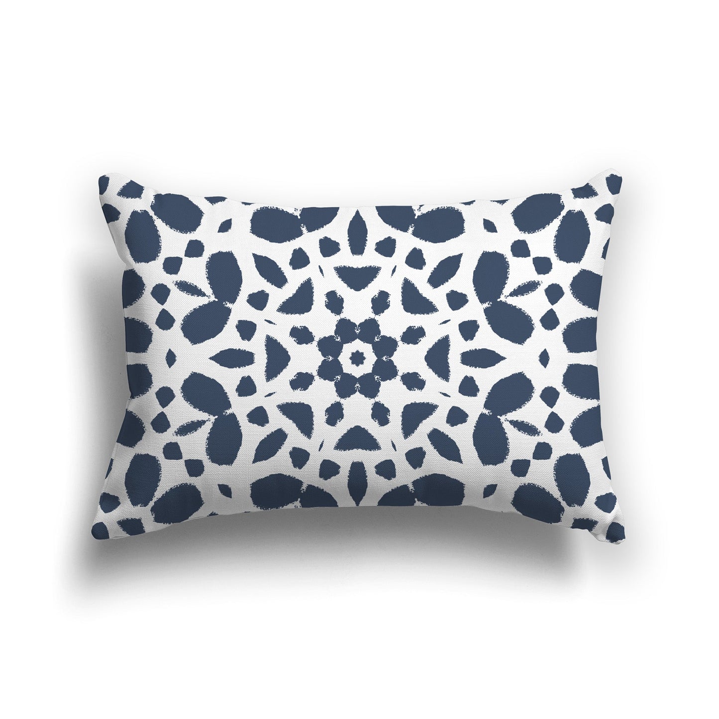 White/Beige-white Throw Pillow with Blue Circular Graphic on Both Sides, CAPC-1162-182