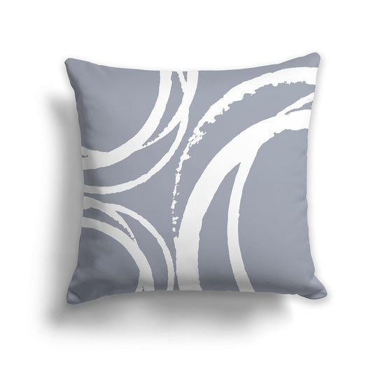 Grey Throw Pillow with a Circular White/Beige-white Graphic on Both Sides, CAPC-1163-024