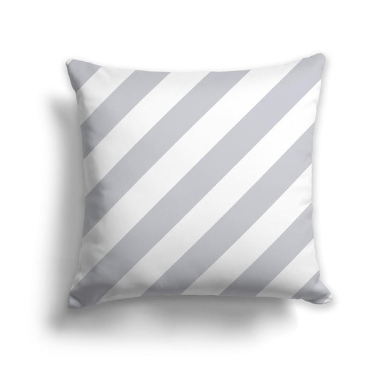 Throw Pillow with Diagonal Light Grey and White/Beige-white Bars on Both Sides, CAPC-1163-034