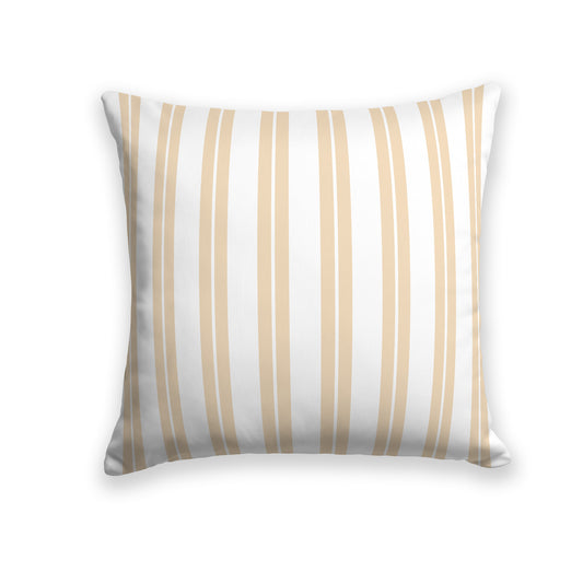 White/Beige-white Throw Pillow with Gold Multistripe Pattern on Front, CAPC-1163-071
