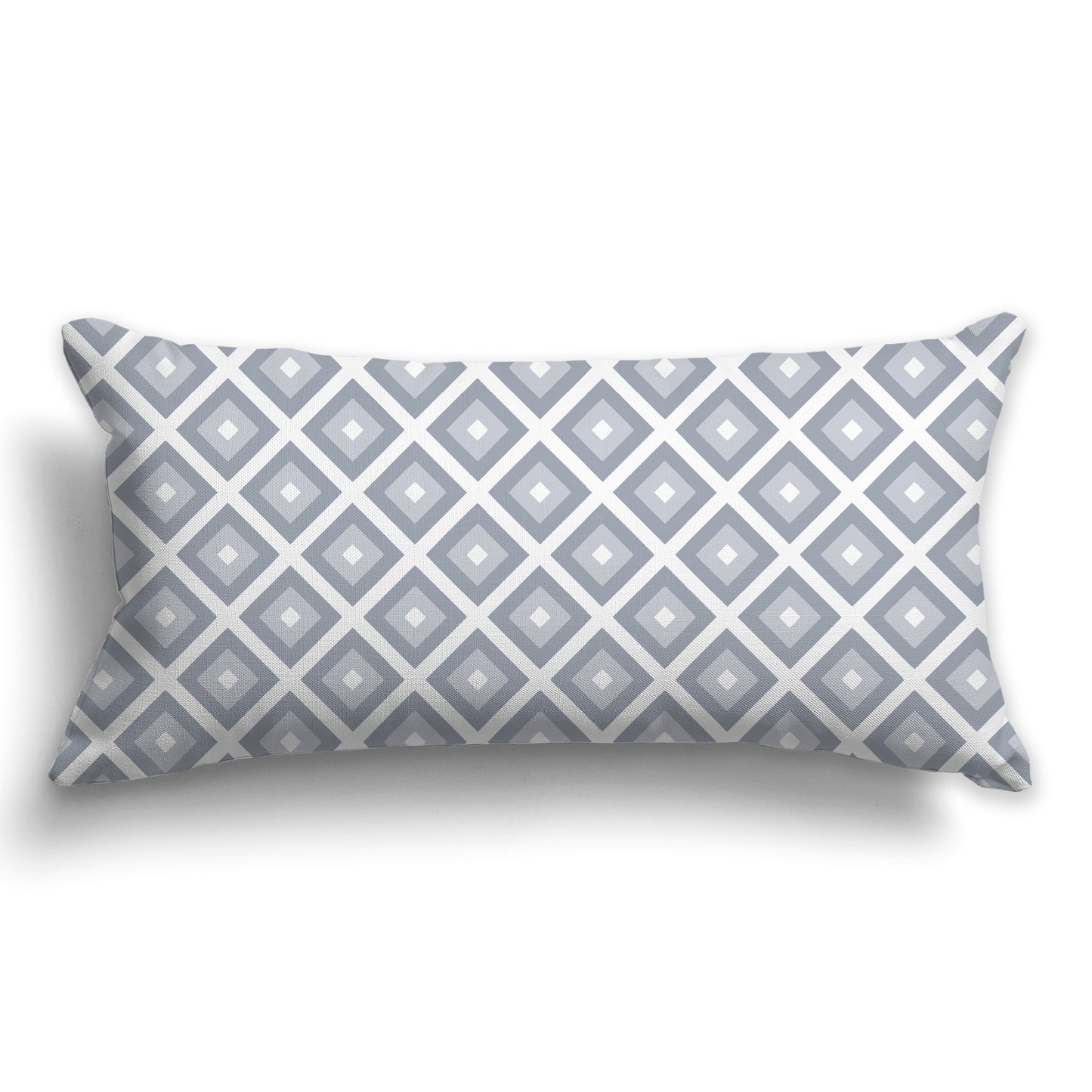 Throw Pillow with Radiating Two-tone Grey and White/Beige-white Squares on Both Sides, CAPC-1163-122