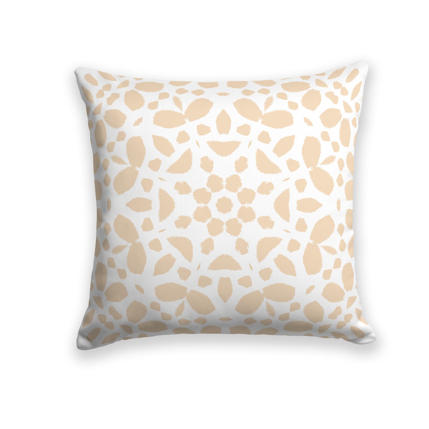 White/Beige-white Throw Pillow with Gold Circular Graphic on Both Sides, CAPC-1163-182