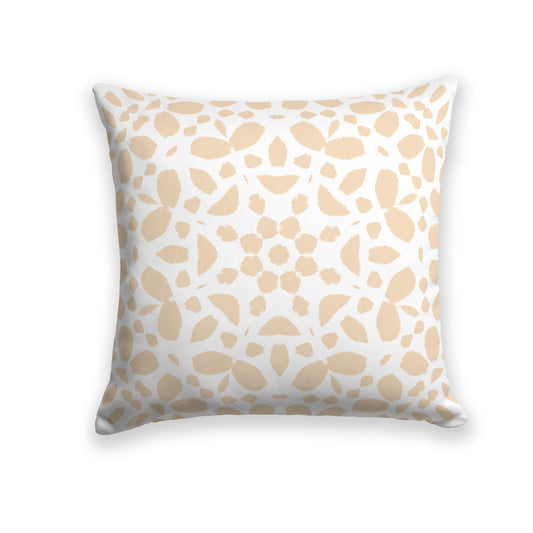 White/Beige-white Throw Pillow with Gold Circular Graphic on Both Sides, CAPC-1163-182