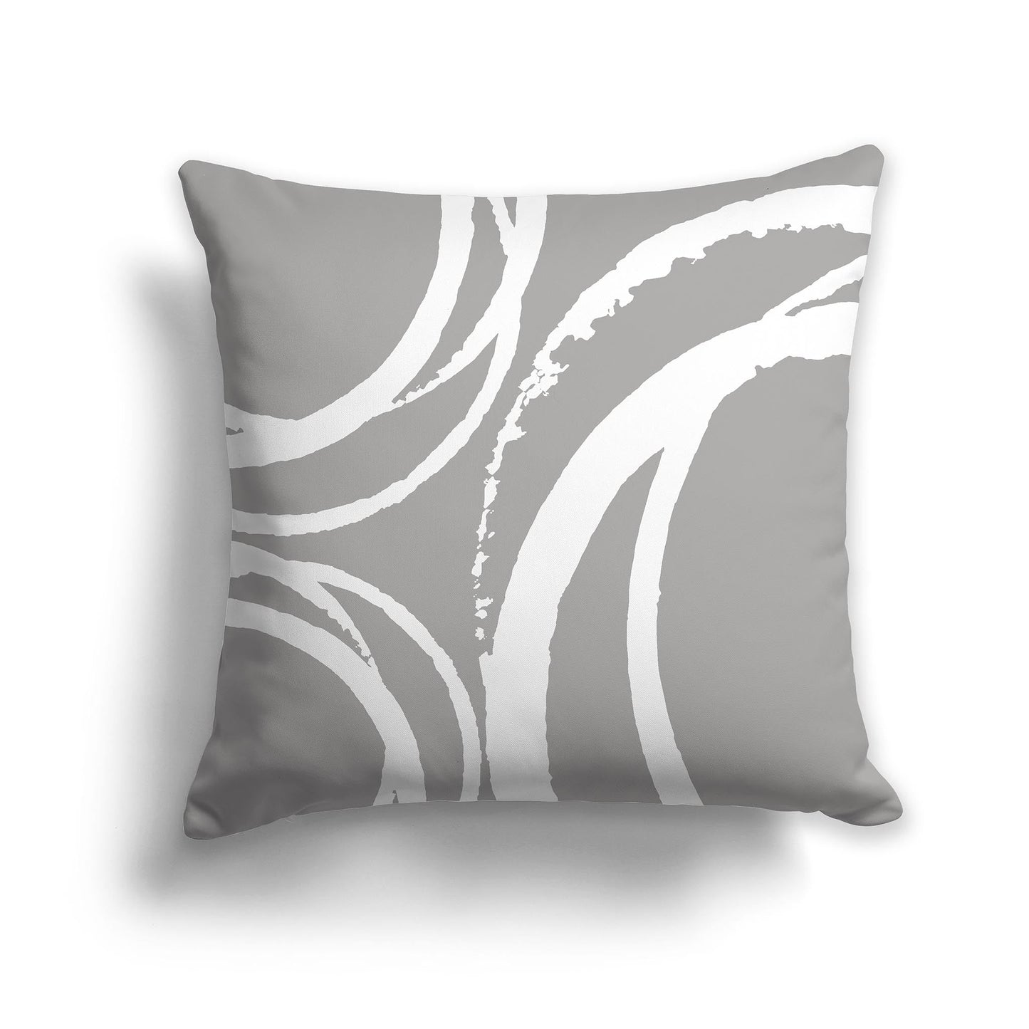 Grey Throw Pillow with Circular White/Beige-white Graphic on Both Sides, CAPC-1171-021