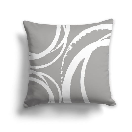 Grey Throw Pillow with Circular White/Beige-white Graphic on Both Sides, CAPC-1171-021