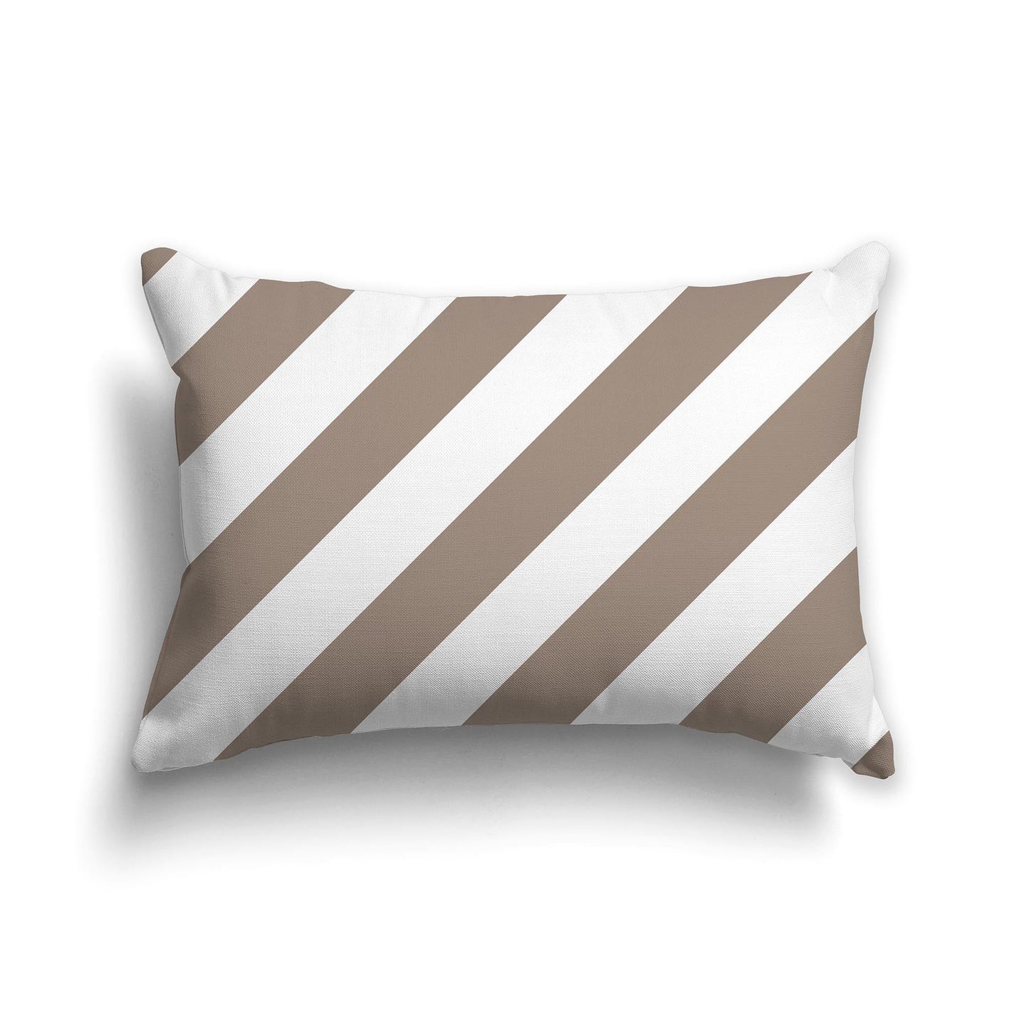 Throw Pillow with Brown and White/Beige-white Diagonal Bars on Both Sides, CAPC-1171-032