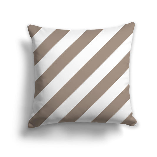 Throw Pillow with Brown and White/Beige-white Diagonal Bars on Both Sides, CAPC-1171-032