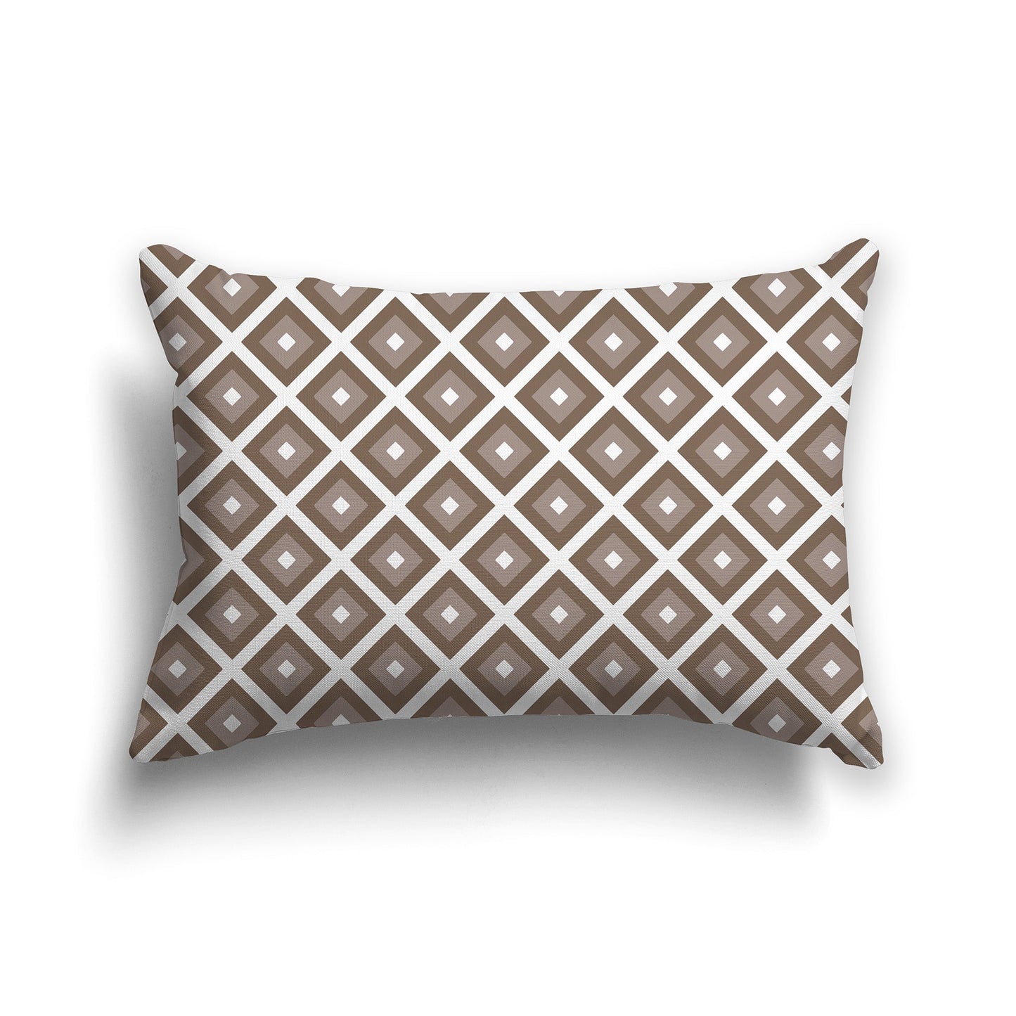 Throw Pillow with Radiating Two-tone Brown and White/Beige-white Squares on Both Sides, CAPC-1171-121