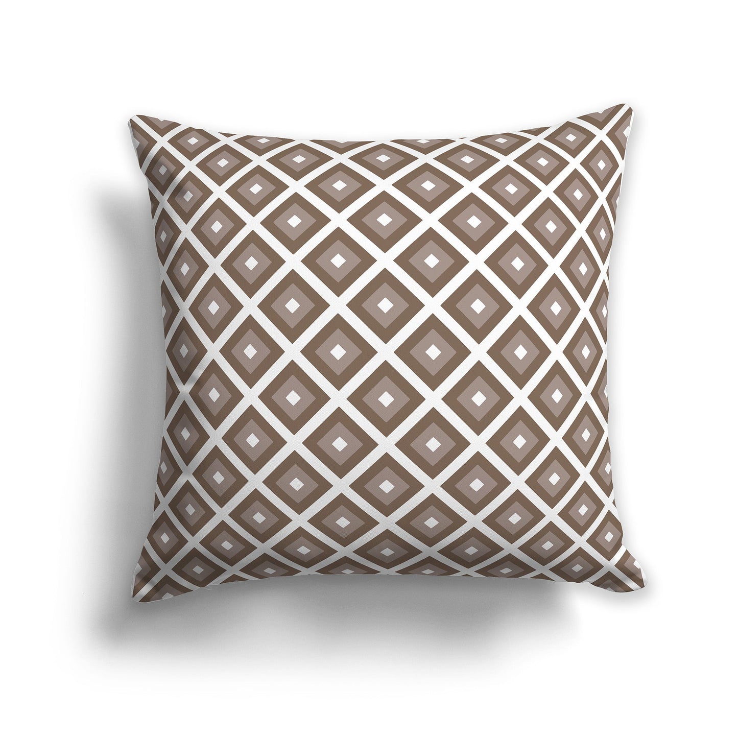 Throw Pillow with Radiating Two-tone Brown and White/Beige-white Squares on Both Sides, CAPC-1171-121