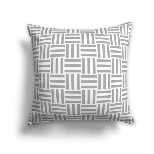 Throw Pillow with Medium Grey and White/Beige-white Basket Weave Pattern on Both Sides, CAPC-1171-141