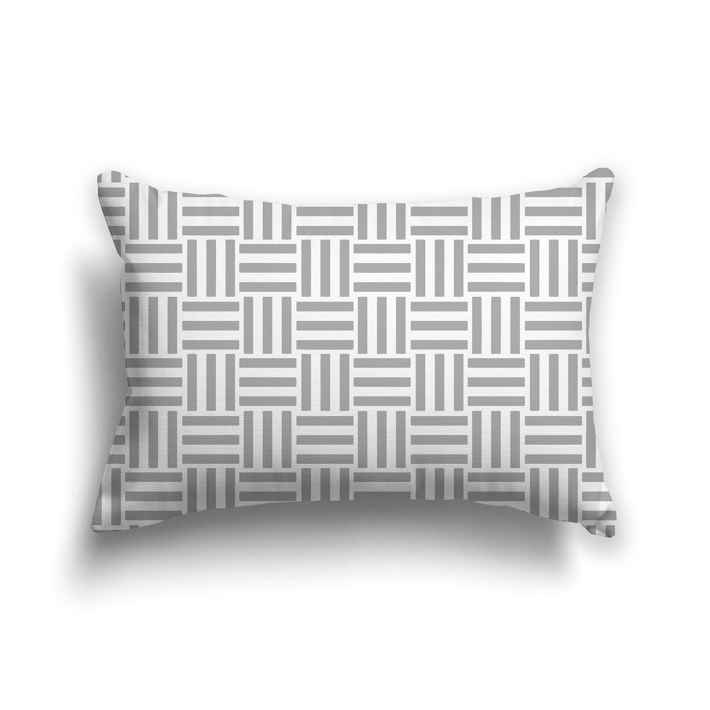 Throw Pillow with Medium Grey and White/Beige-white Basket Weave Pattern on Both Sides, CAPC-1171-141