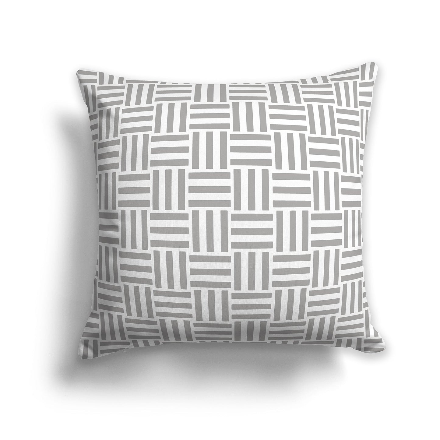 Throw Pillow with Medium Grey and White/Beige-white Basket Weave Pattern on Both Sides, CAPC-1171-141
