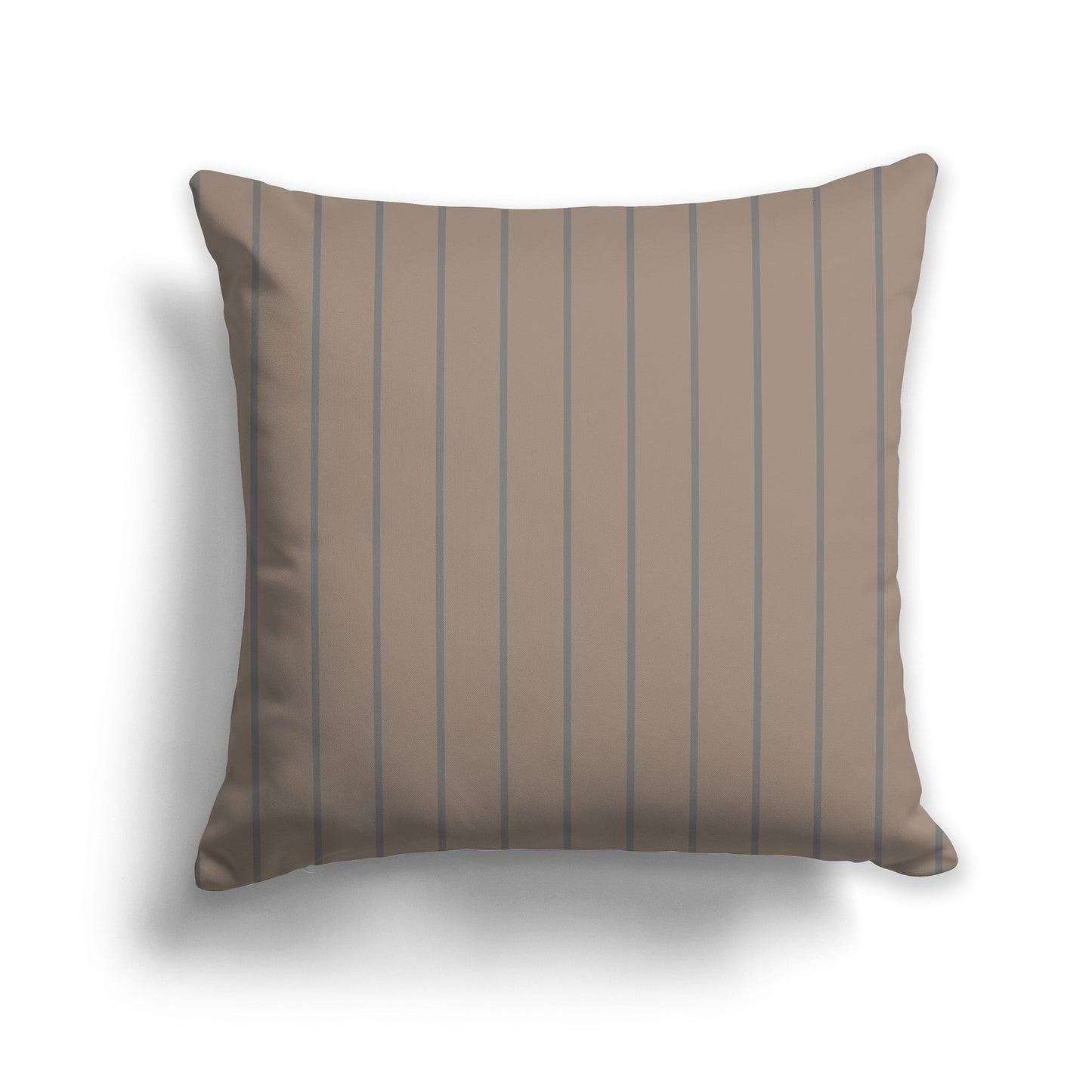 Medium Brown Throw Pillow with Fine Vertical Grey Stripes on Front, CAPC-1171-151