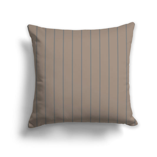 Medium Brown Throw Pillow with Fine Vertical Grey Stripes on Front, CAPC-1171-151