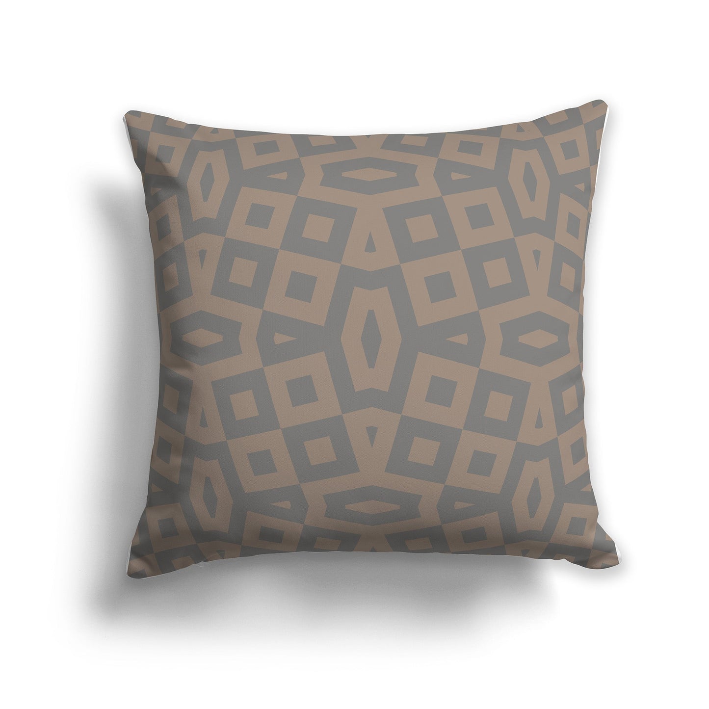 Throw Pillow with Medium Brown and Grey Geometric Pattern on Both Sides, CAPC-1171-171