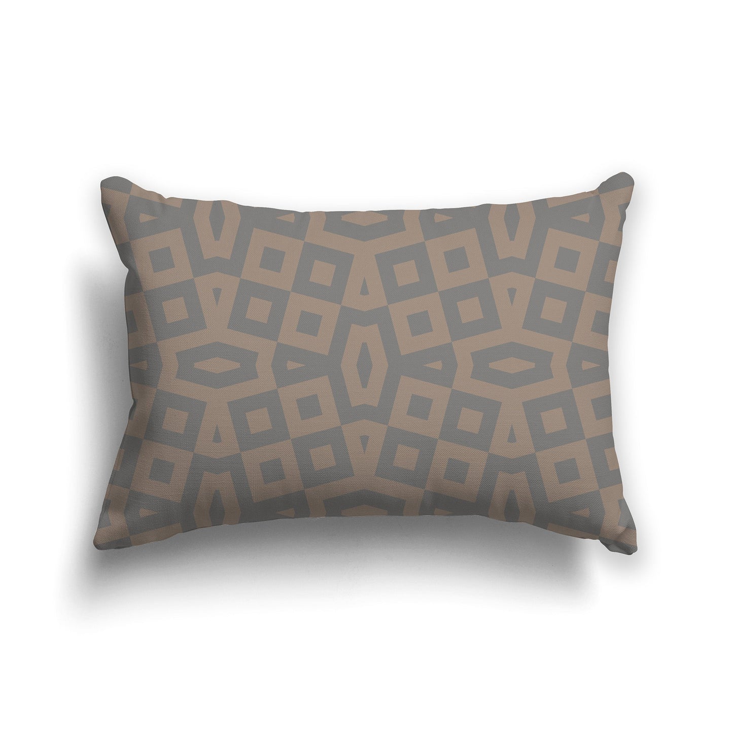Throw Pillow with Medium Brown and Grey Geometric Pattern on Both Sides, CAPC-1171-171