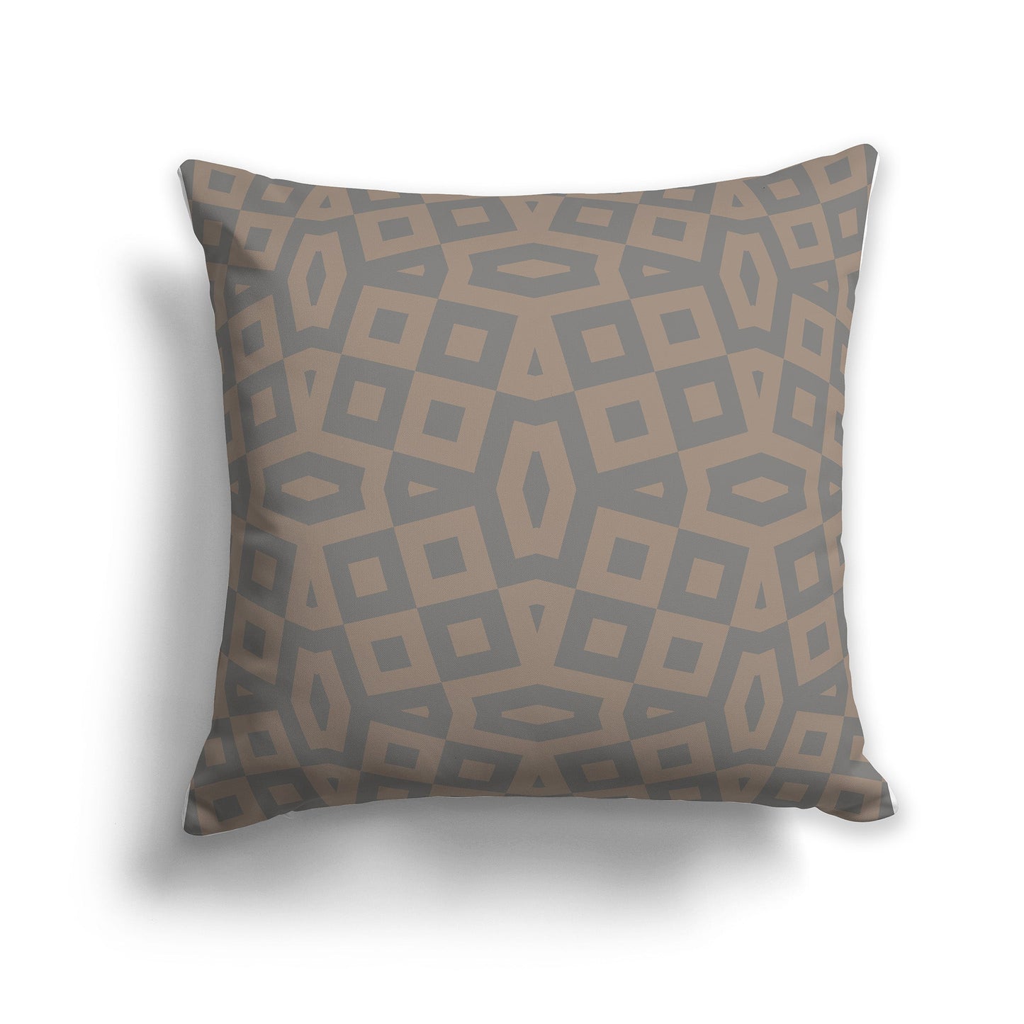 Throw Pillow with Medium Brown and Grey Geometric Pattern on Both Sides, CAPC-1171-171