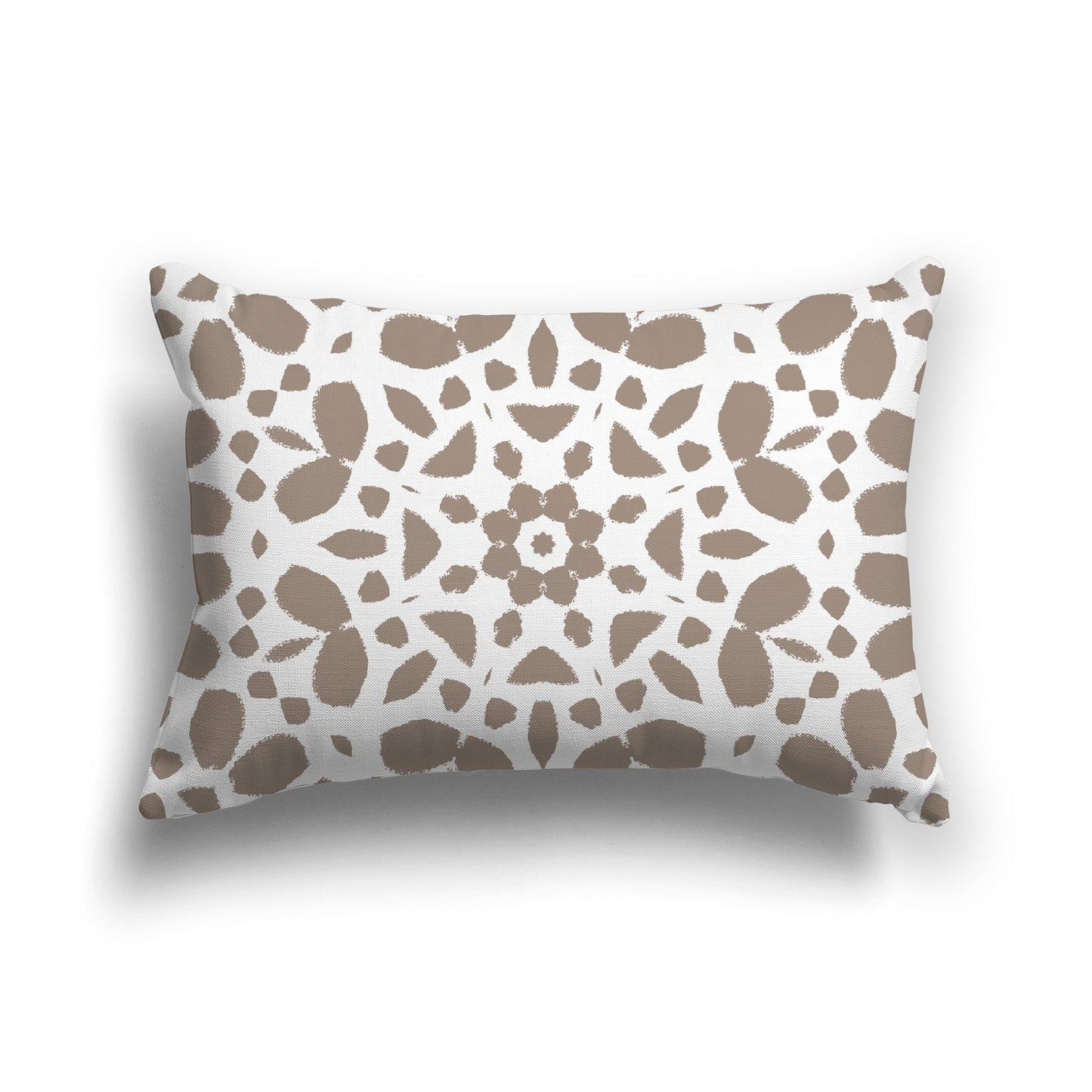 White/Beige-white Throw Pillow with Medium Brown Circular Graphic on Both Sides, CAPC-1171-181