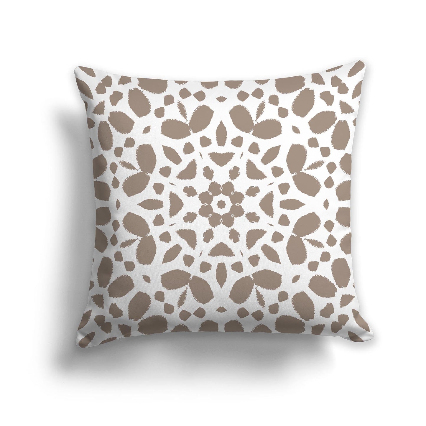 White/Beige-white Throw Pillow with Medium Brown Circular Graphic on Both Sides, CAPC-1171-181