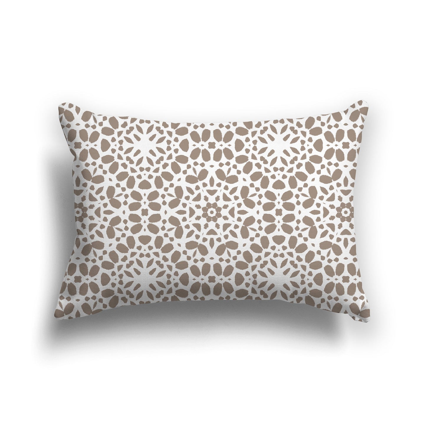 White/Beige-white Throw Pillow with Circular Medium Brown Repeat Graphic on Both Sides, CAPC-1171-191