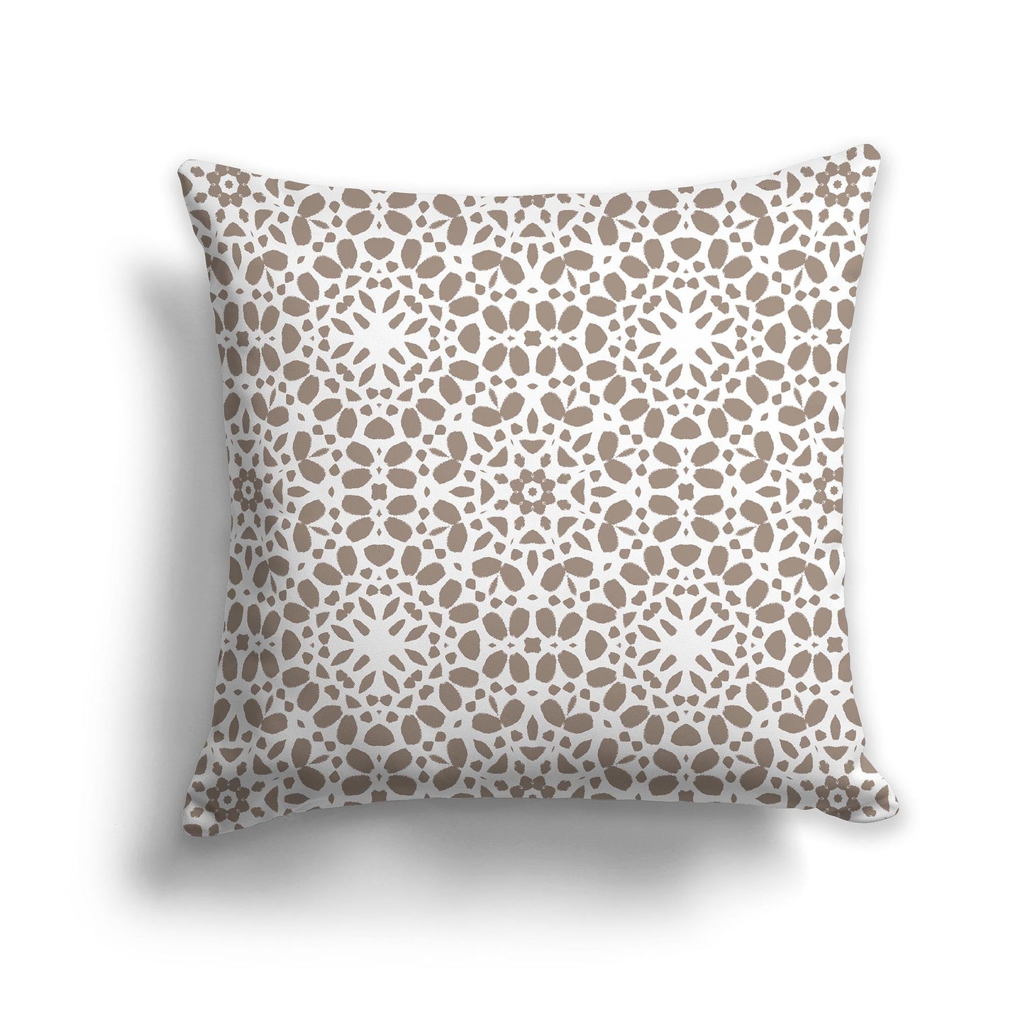 White/Beige-white Throw Pillow with Circular Medium Brown Repeat Graphic on Both Sides, CAPC-1171-191