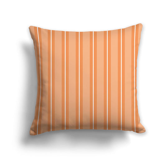 Medium Orange Throw Pillow with Orange and White/Beige-white Multistripe Pattern on Front, CAPC-1181-072