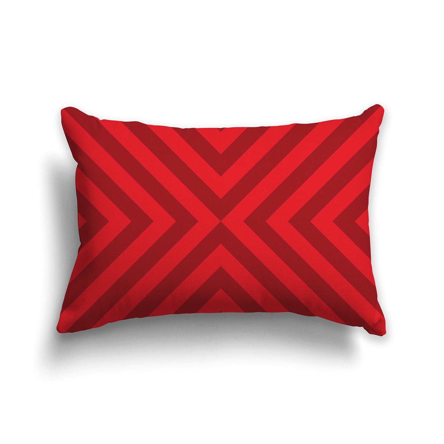 Throw Pillow with Radiating Two-tone Red Diagonal Bars on Both Sides, CAPC-1191-041