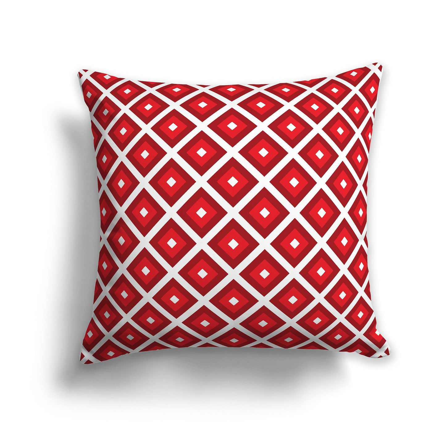 Throw Pillow with Radiating Two-tone Red and White/Beige-white Squares on Both Sides, CAPC-1191-121