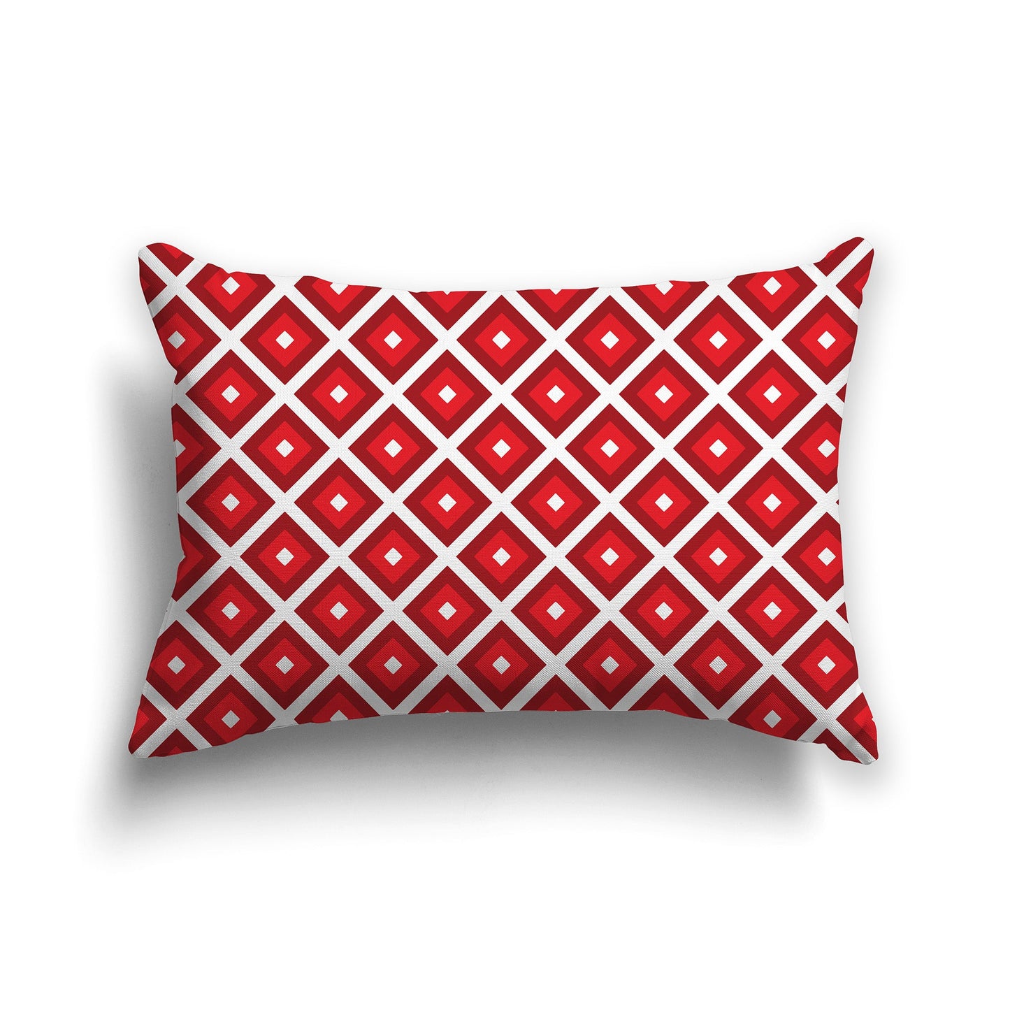 Throw Pillow with Radiating Two-tone Red and White/Beige-white Squares on Both Sides, CAPC-1191-121