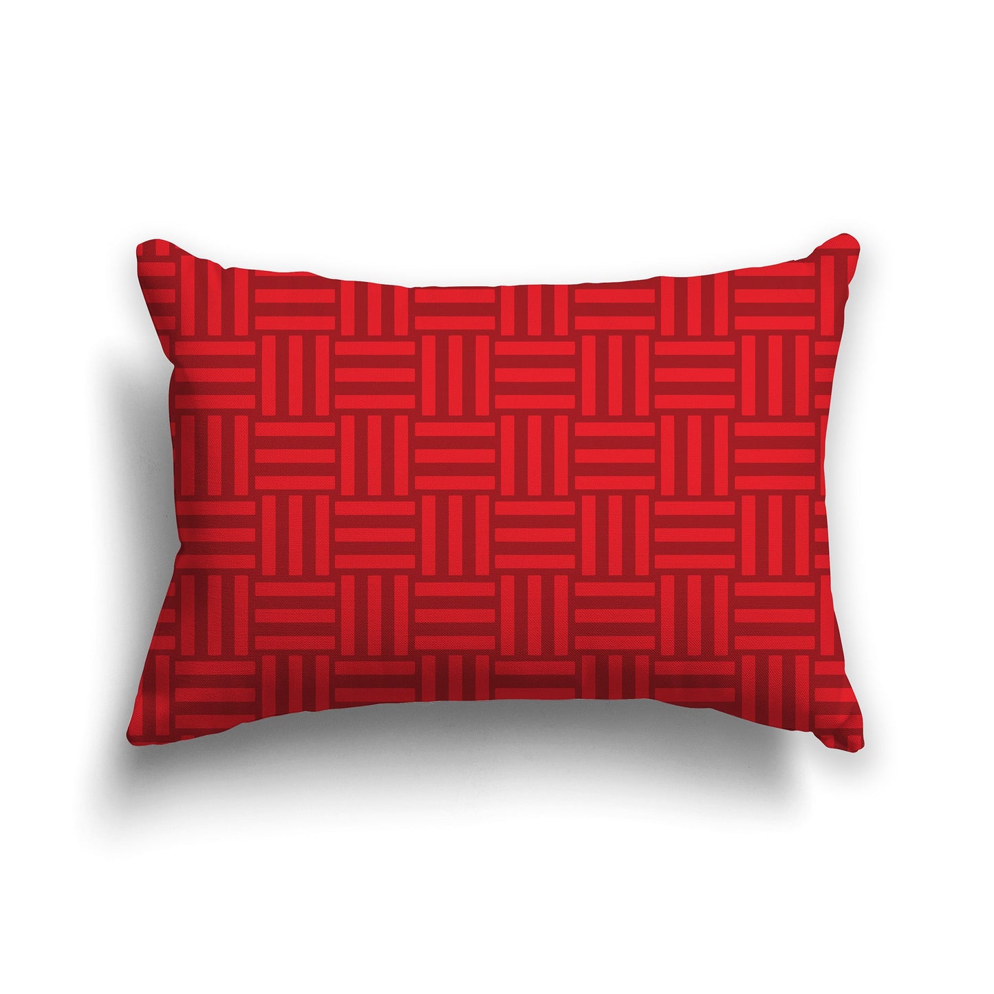 Throw Pillow with Two-tone Red Basket Weave Pattern on Both Sides, CAPC-1191-141